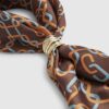 Brown Geometric Chain Print Neck Scarf