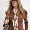 Brown Geometric Floral Neck Scarf