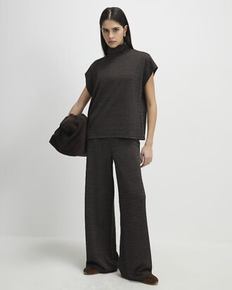 Brown Glitter Wide Leg Trousers