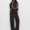 Brown High Waisted Premium Wide Leg Joggers