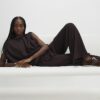 Brown High Waisted Premium Wide Leg Joggers
