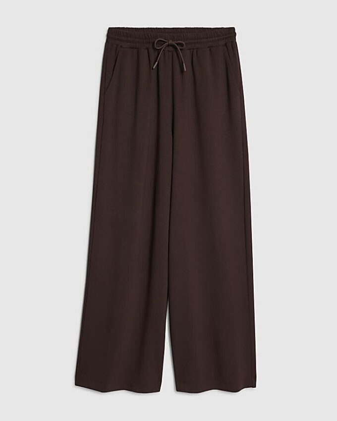 Brown High Waisted Premium Wide Leg Joggers