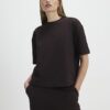 Brown Jacquard Short Sleeve Boxy T-shirt