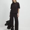 Brown Jacquard Short Sleeve Boxy T-shirt