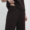 Brown Jacquard Wide Leg Trousers