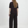 Brown Jacquard Wide Leg Trousers