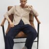 Brown Knit Fitted Scallop Trim Cardigan