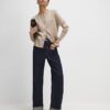 Brown Knit Fitted Scallop Trim Cardigan