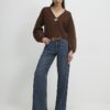 Brown Knitted Gold Detail Cardigan