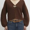 Brown Knitted Gold Detail Cardigan