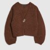 Brown Knitted Gold Detail Cardigan