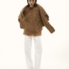 Brown Knitted Long Sleeve Fringed Hem Jumper