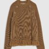 Brown Knitted Long Sleeve Fringed Hem Jumper