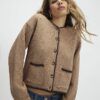 Brown Knitted Long Sleeve Whipstitch Cardigan