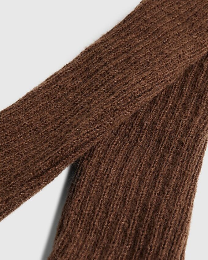 Brown Knitted Ribbed Leg Warmers