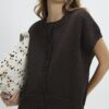 Brown Knitted Sleeveless Ribbed Hem Tank Top