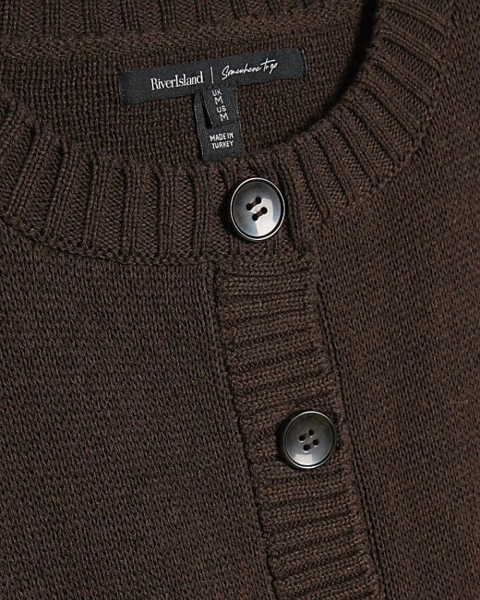 Brown Knitted Sleeveless Ribbed Hem Tank Top