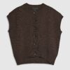 Brown Knitted Sleeveless Ribbed Hem Tank Top