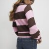 Brown Knitted Striped Cardigan