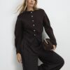 Brown Knitted Structured Sleeve Cardigan