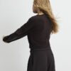 Brown Knitted Structured Sleeve Cardigan