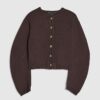 Brown Knitted Structured Sleeve Cardigan