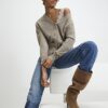 Brown Knitted V Neck Cardigan