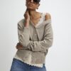 Brown Knitted V Neck Cardigan