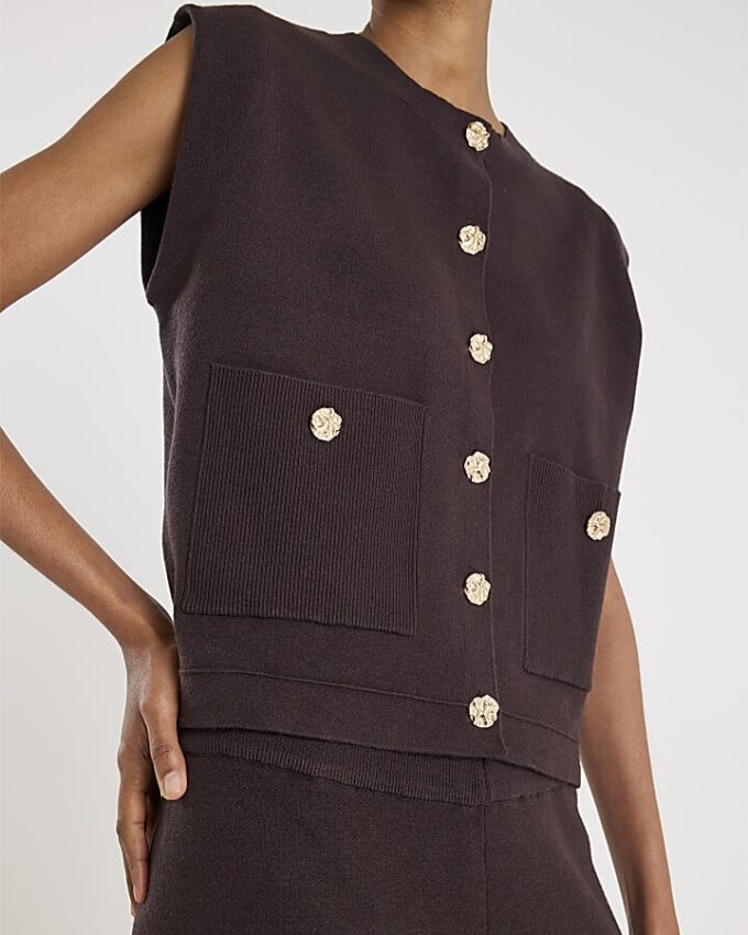 Brown Knitted Waistcoat