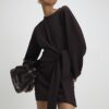 Brown Knot Side Mini Dress