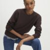 Brown Lace Hem Jumper