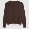 Brown Lace Hem Jumper