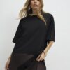 Brown Lace Hybrid T-Shirt Maxi Dress