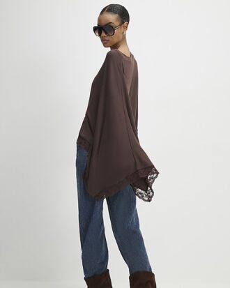 Brown Lace Trim Cape Brown Lace Trim Cape