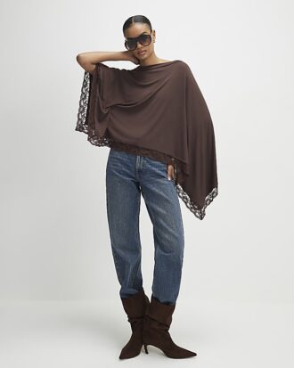 Brown Lace Trim Cape Brown Lace Trim Cape