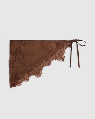 Brown Lace Trim Hip Scarf