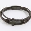 Brown Leather Cross Bracelet