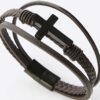 Brown Leather Cross Bracelet