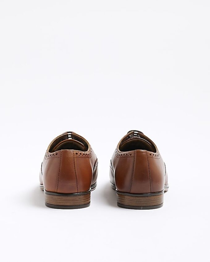 Brown Leather Derby Brogue Shoes