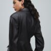 Brown Leather Fitted Waist Blazer