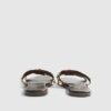 Brown Leather Studded Flat Sandals