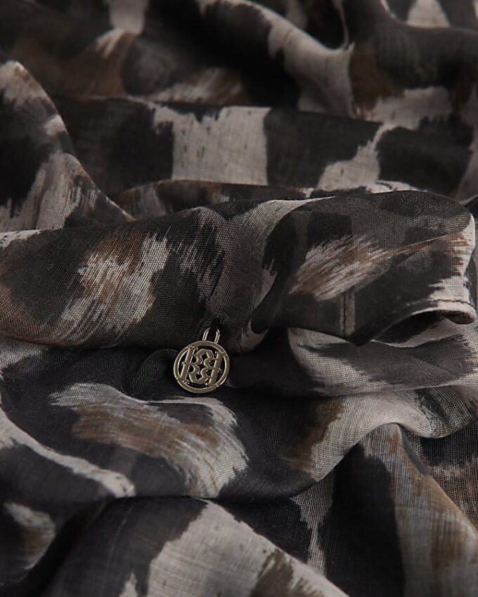 Brown Leopard Print Scarf
