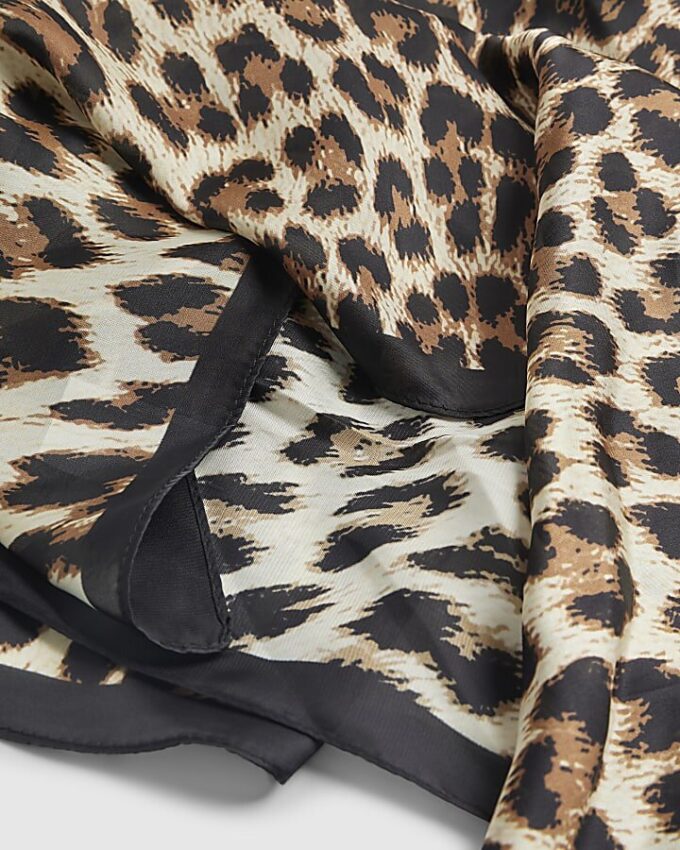 Brown Leopard Print Scarf