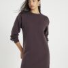 Brown Long Sleeve Sweatshirt Mini Dress