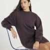 Brown Long Sleeve Sweatshirt Mini Dress