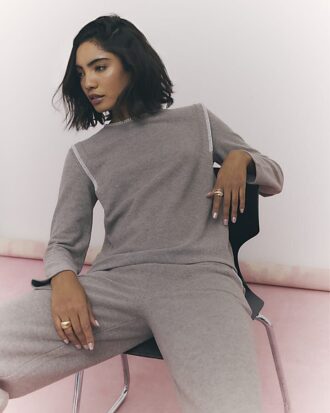 Brown Long Sleeve Whipstitch Sweatshirt