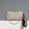 Brown Monogram Print Chain Cross Body Bag
