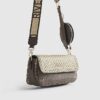 Brown Monogram Print Cross Body Bag