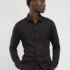 Brown Muscle Fit Pique Shirt