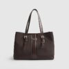 Brown Nylon Buckle Handle Shopper Bag